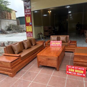 Bộ sofa chân pháo tay cánh tiên gỗ hương đá
