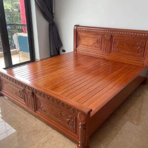 Giường ngủ chữ X 1m8 x 2m2 gỗ Gõ Đỏ nam phi cao cấp