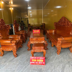 Bộ bàn ghế hoàng gia gõ đỏ pachy 6 món đã hoàn thiện